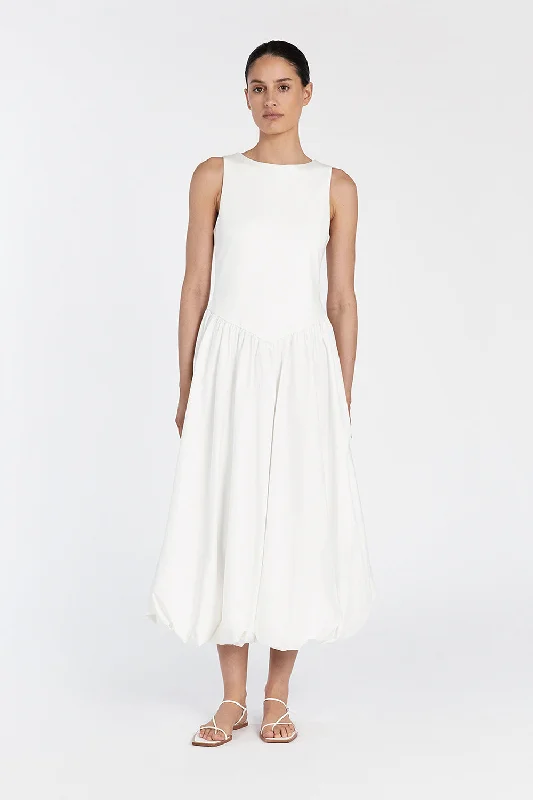 JAMES WHITE BUBBLE MIDI DRESS