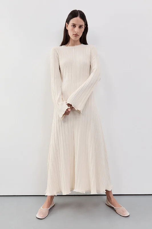 SYLVIA CREAM KNIT MIDI DRESS