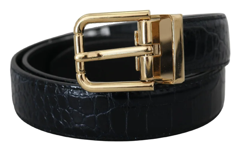 Dolce & Gabbana  Exotic Leather  Metal Buckle Women's Belt