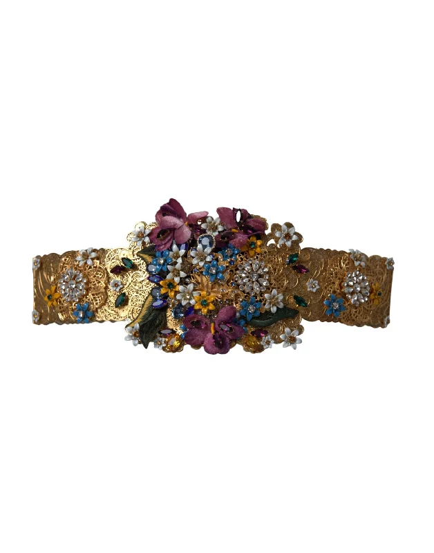 Dolce & Gabbana multi Embellished Floral Crystal Wide Waist Women's Belt