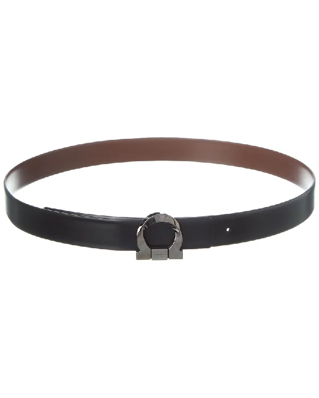 Ferragamo Fixed Gancini Twist Leather Belt