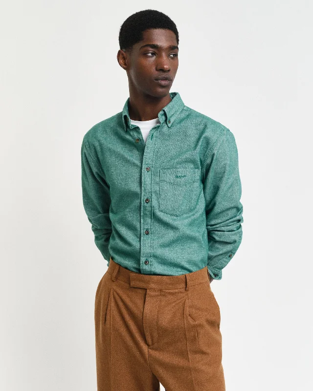 Gant Men Green Solid Spread Collar Full Sleeves Shirt