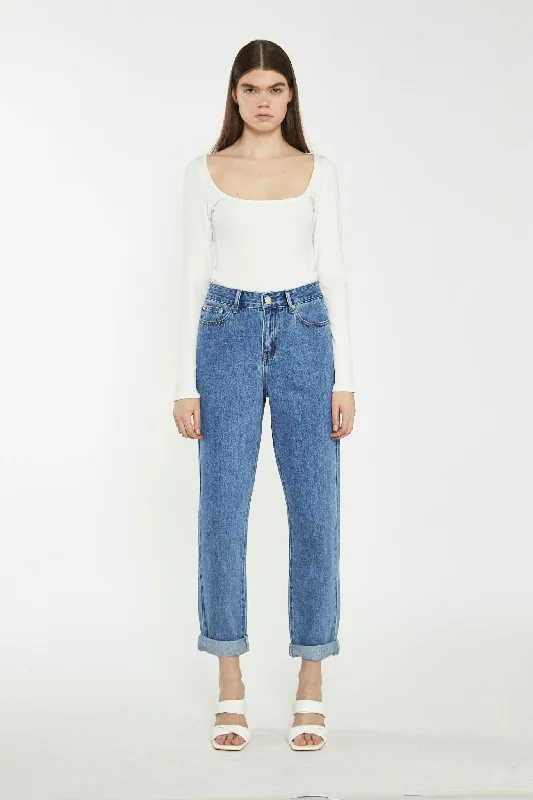 Mid Stonewash Mom Jeans