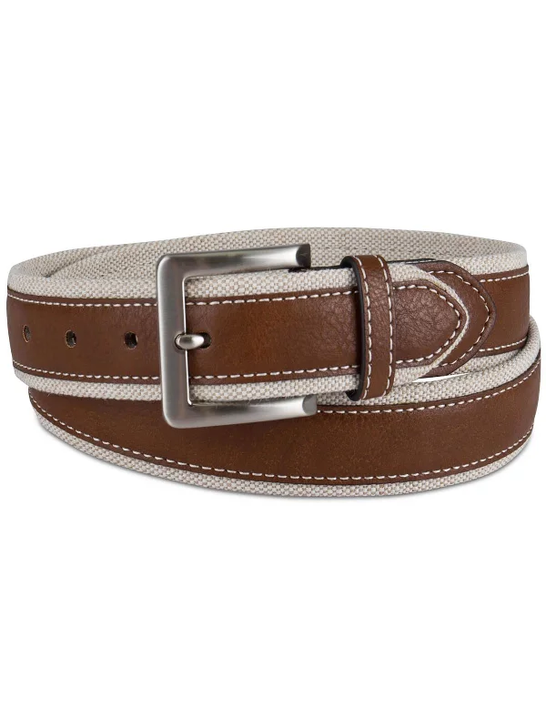 Mens Faux Leather Overlay Casual Belt