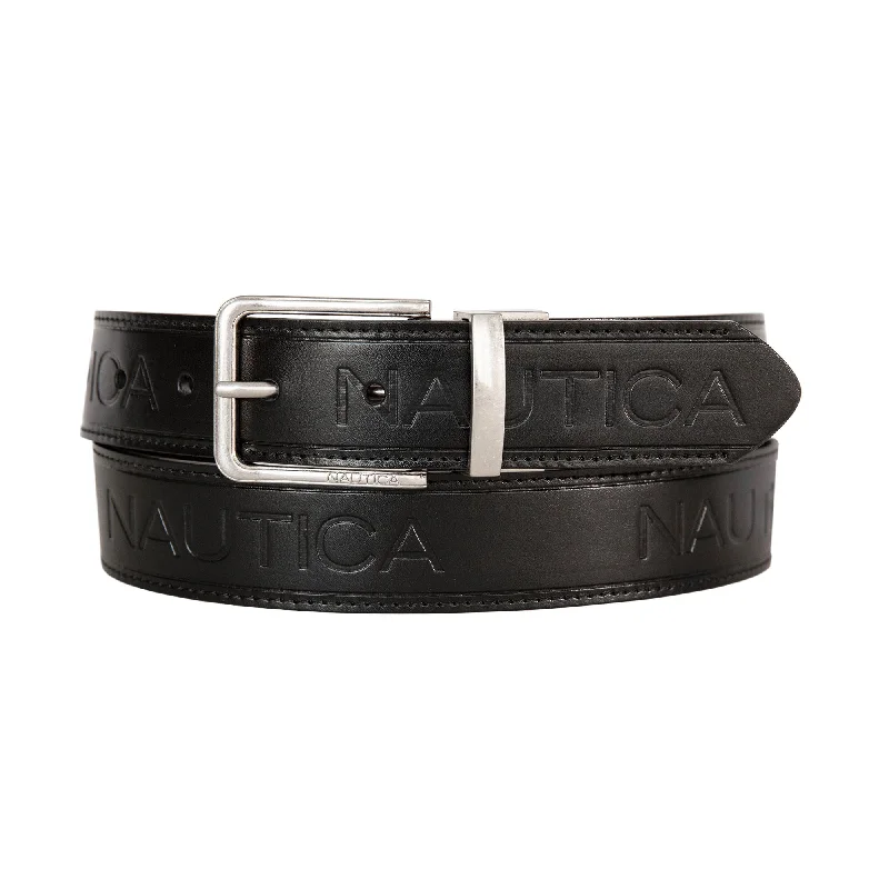 Nautica Mens Logo Embossed Belt