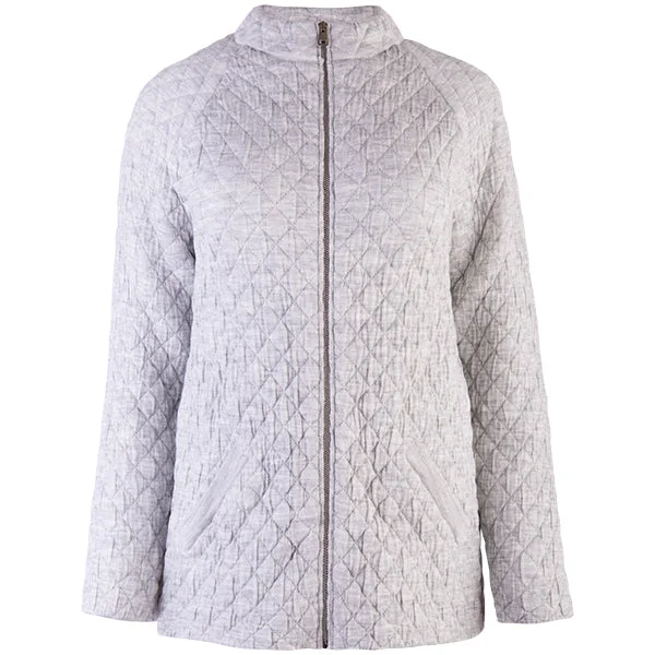 Quilted Jacket Cardigan in Light Grey