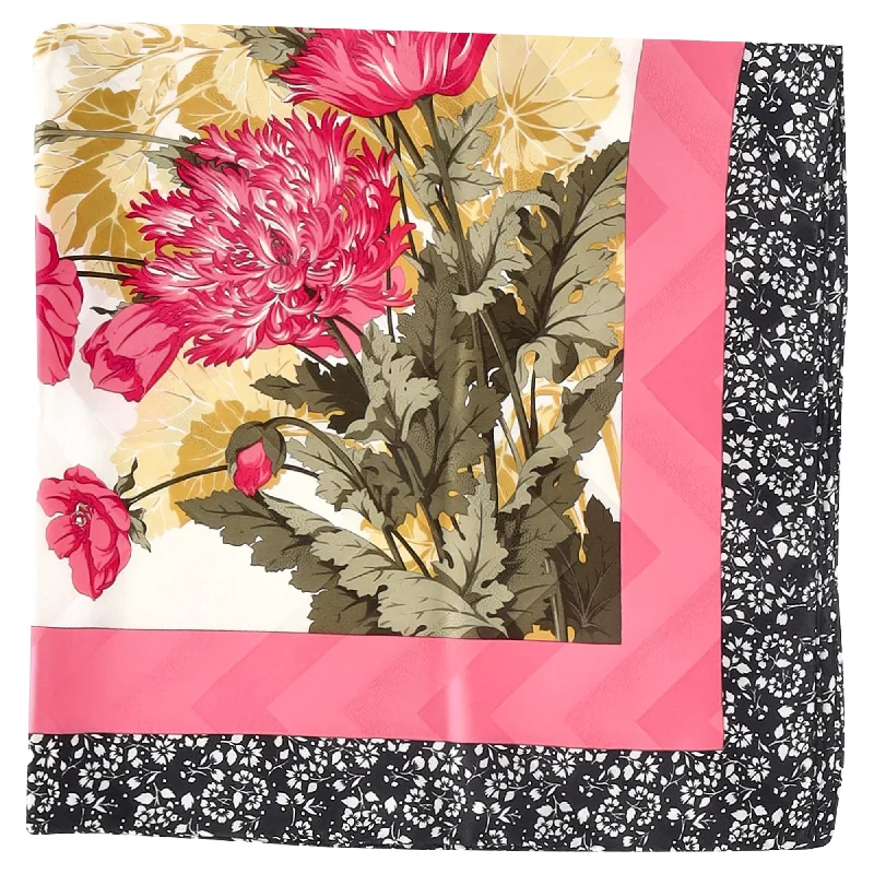 Balenciaga Floral Print Scarf in Pink Silk