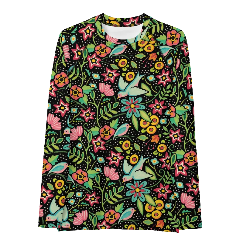 Birds Amidst Flowers Women's Rash Guard