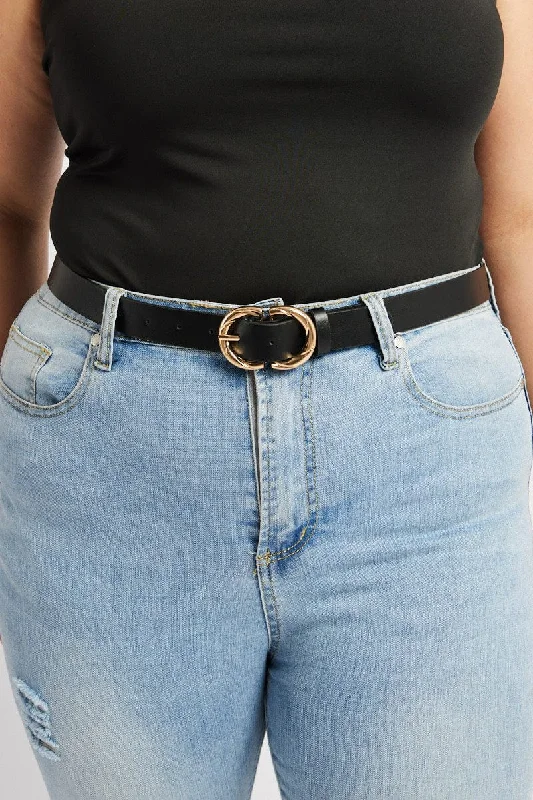 Black Twist Buckle Waist and Hip Jeans Belt