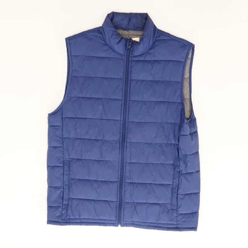 Blue Solid Puffer Vest