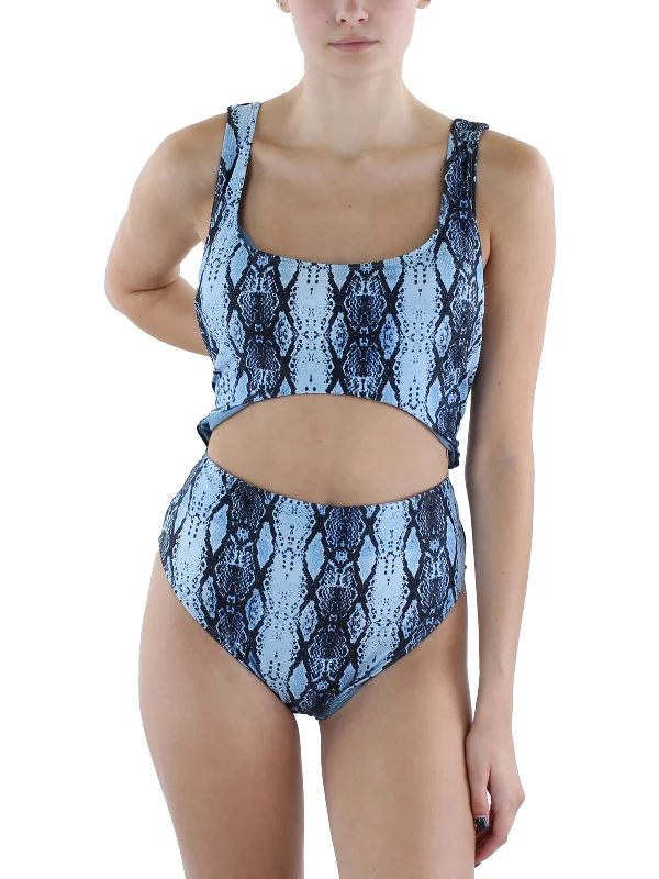 Desert Snake Cut-Out Womens Printed Polyester One-Piece Swimsuit