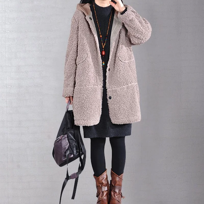 DIY hooded winter trench coat khaki tunic outwears