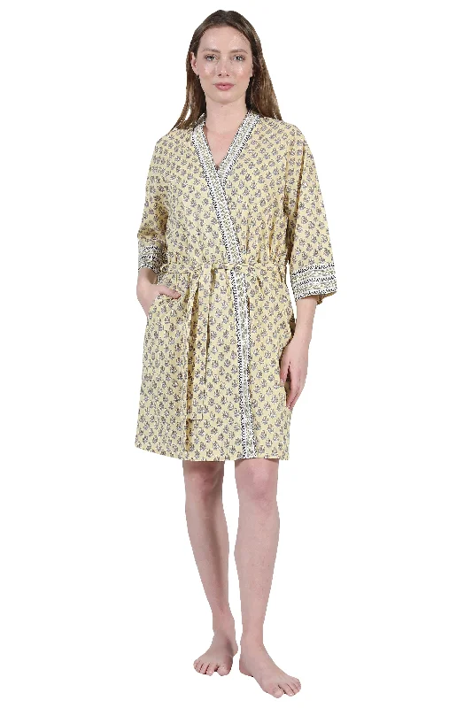 La Cera 100% Cotton Short Kimono Wrap