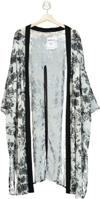 LIVE Black and White Floral Kimono UK 28