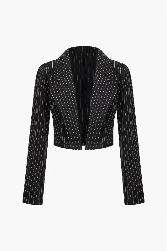 Stripe Print Crop Blazer