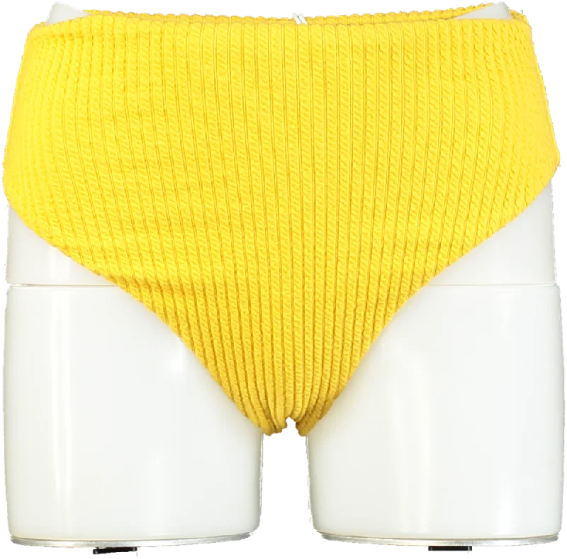 Orfila Bee Yellow High-Waisted Ribbed Bikini Bottoms UK 6