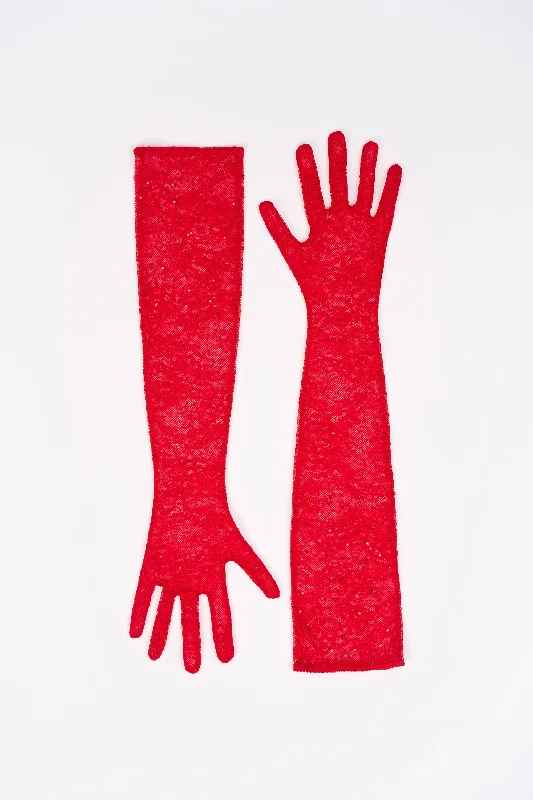 Lace Gloves in Fire Red