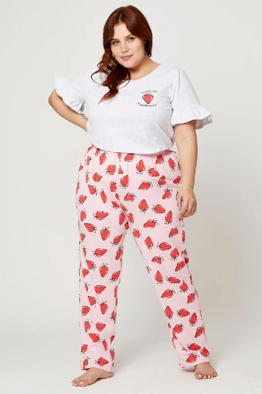 Print Graphic Strawberry Pj Long Leg Pyjama Set