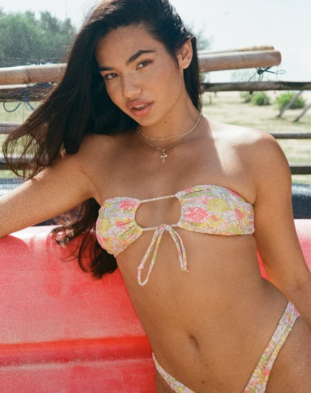 Racola Bikini Top in Pink Abstract Floral Swim