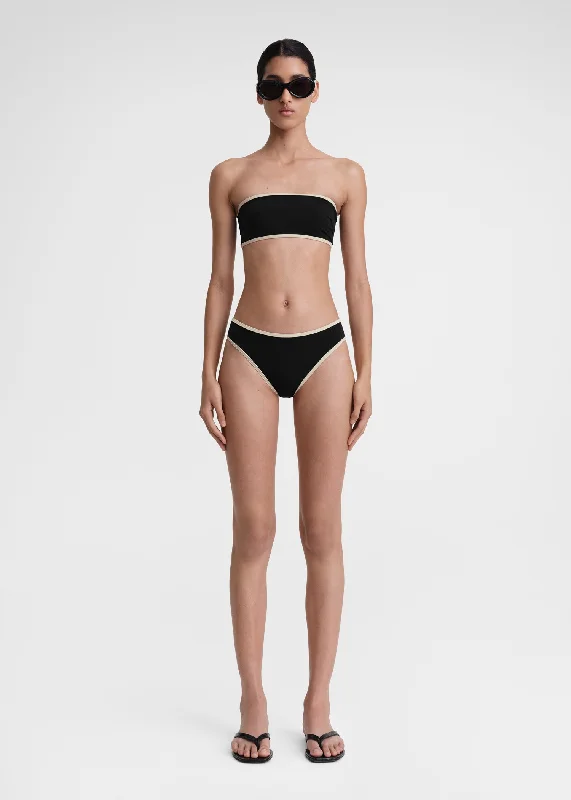 Stripe edge bikini bottoms black