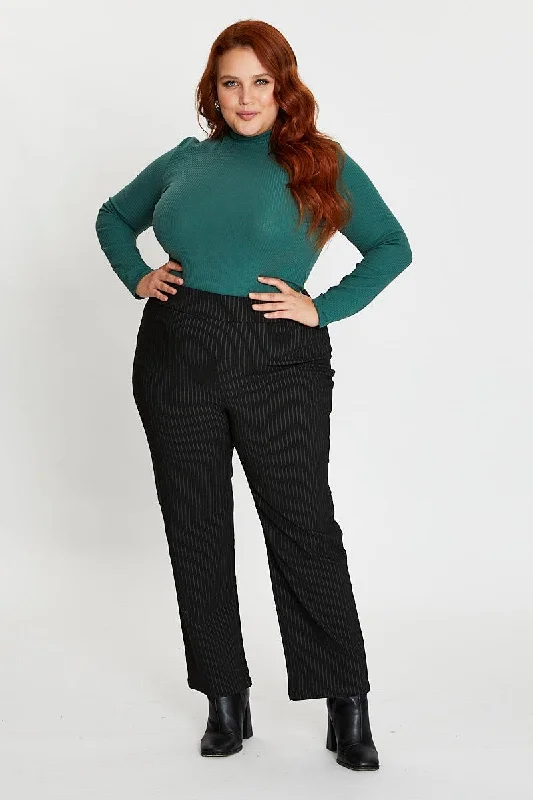 Stripe Mid Rise Work Pant