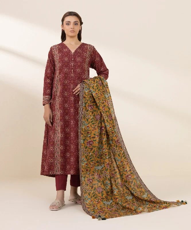 3 Piece - Printed Khaddar Suit