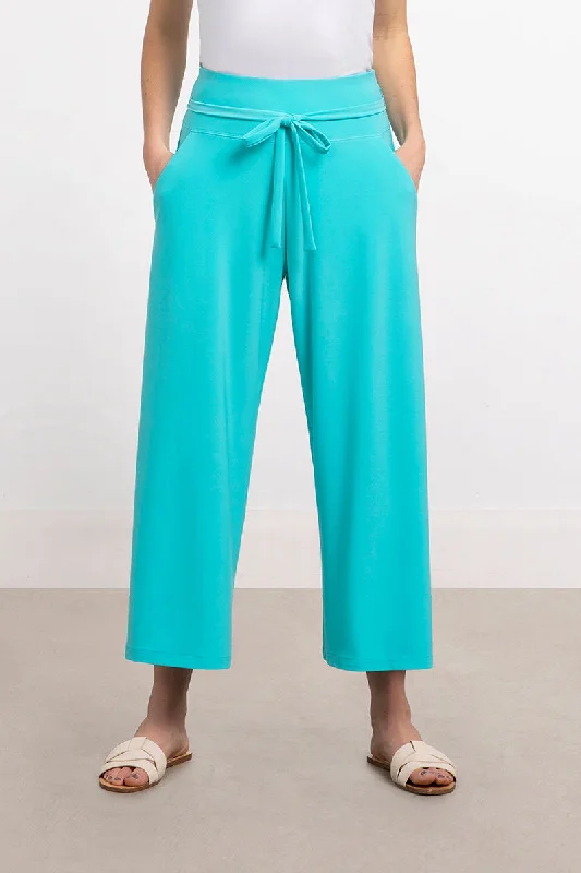 Wide Leg Trouser Crop | Aqua