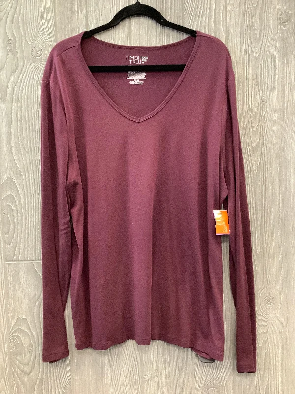 Top Long Sleeve Basic By Time And Tru In Maroon, Size: 3x