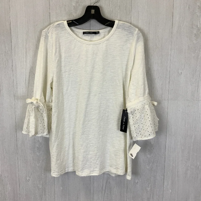 Top Long Sleeve By Doe & Rae In WHITE, Size: M