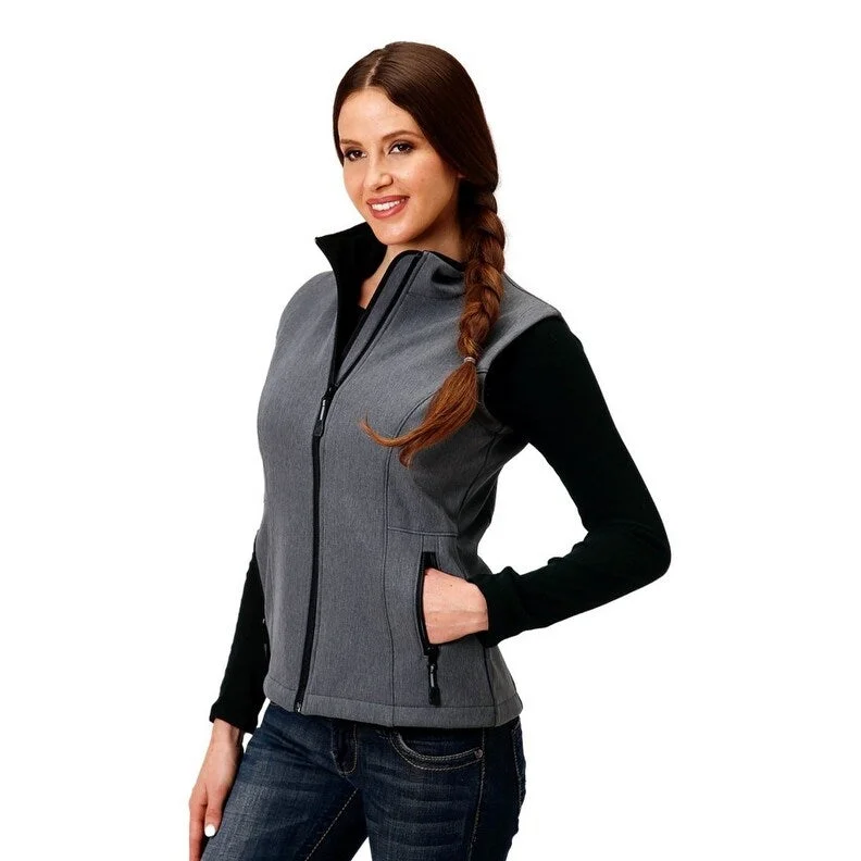 Roper Western Vest Womens Zip Front Fleece Gray 03-098-0781-6138 GY